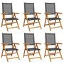 Voir la diapositive 2 : VIDAXL Chaises inclinables de jardin lot de 6 noir rotin bois massif