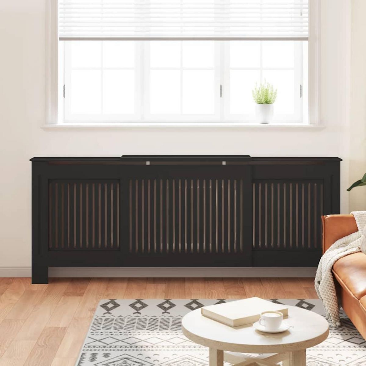 VIDAXL Cache-radiateur MDF Noir 205 cm