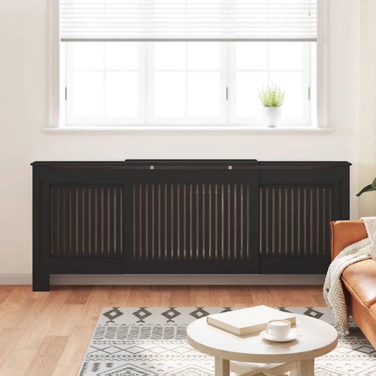 VIDAXL Cache-radiateur MDF Noir 205 cm