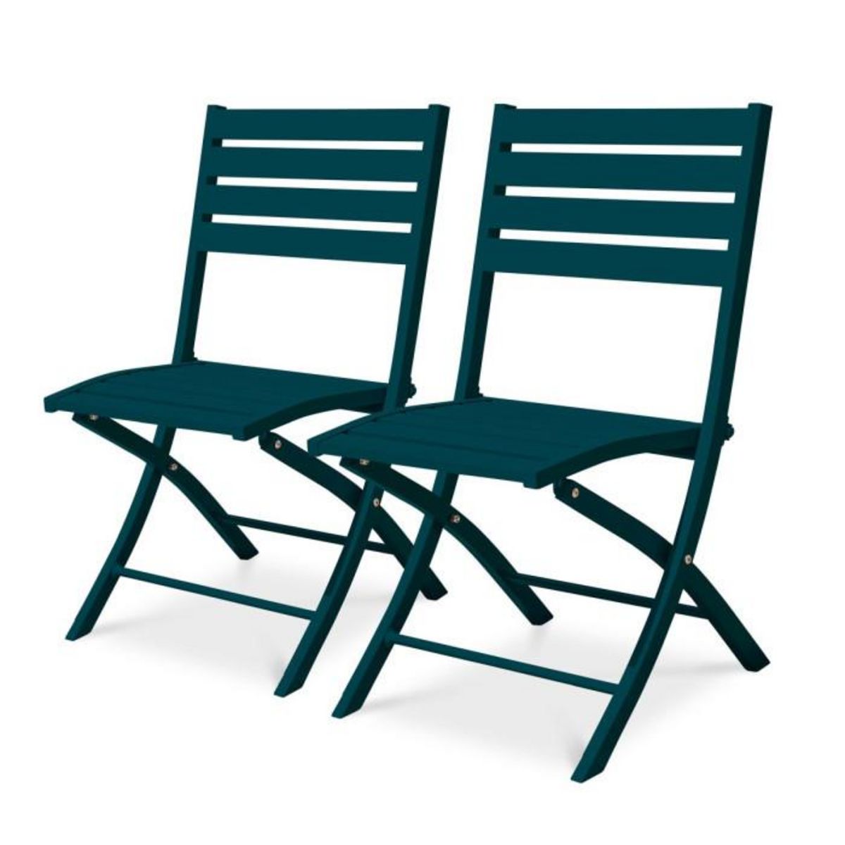 Paris Prix Lot de 2 Chaises de Jardin Pliantes  Marius  82cm Bleu Canard