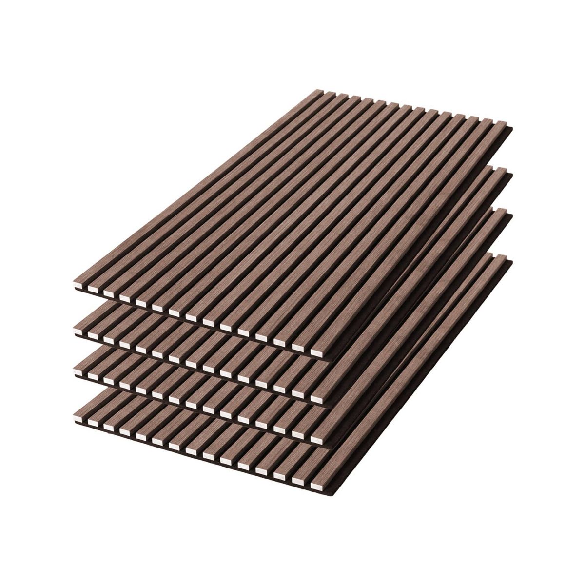 SWEEEK Set de panneaux muraux acoustiques, tasseaux décoratifs en feutrine et MDF noyer 60x120cm - Kyoto