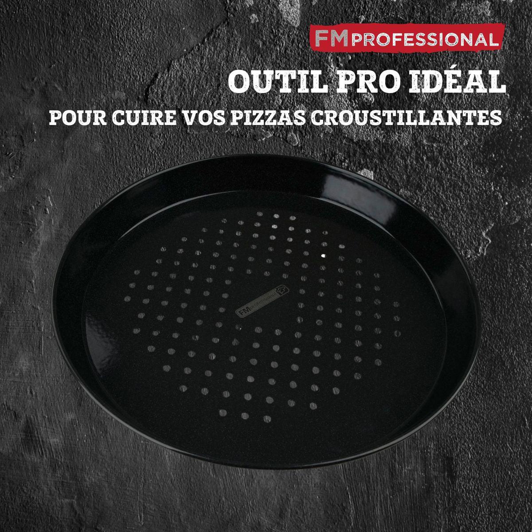 Voir la diapositive 4 : FM PROFESSIONAL Plaque à pizza perforée ronde four et barbecue 32 cm fm professional barbecue