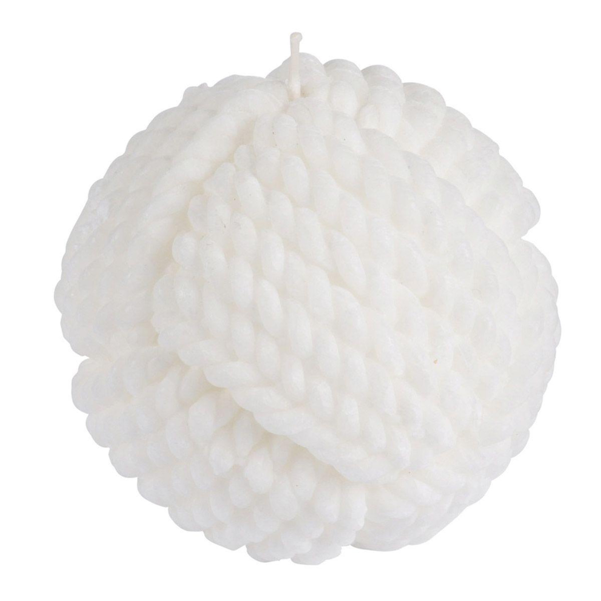 Douceur d'Intérieur Bougie boule effet cordage  blue wave  9cm blanc