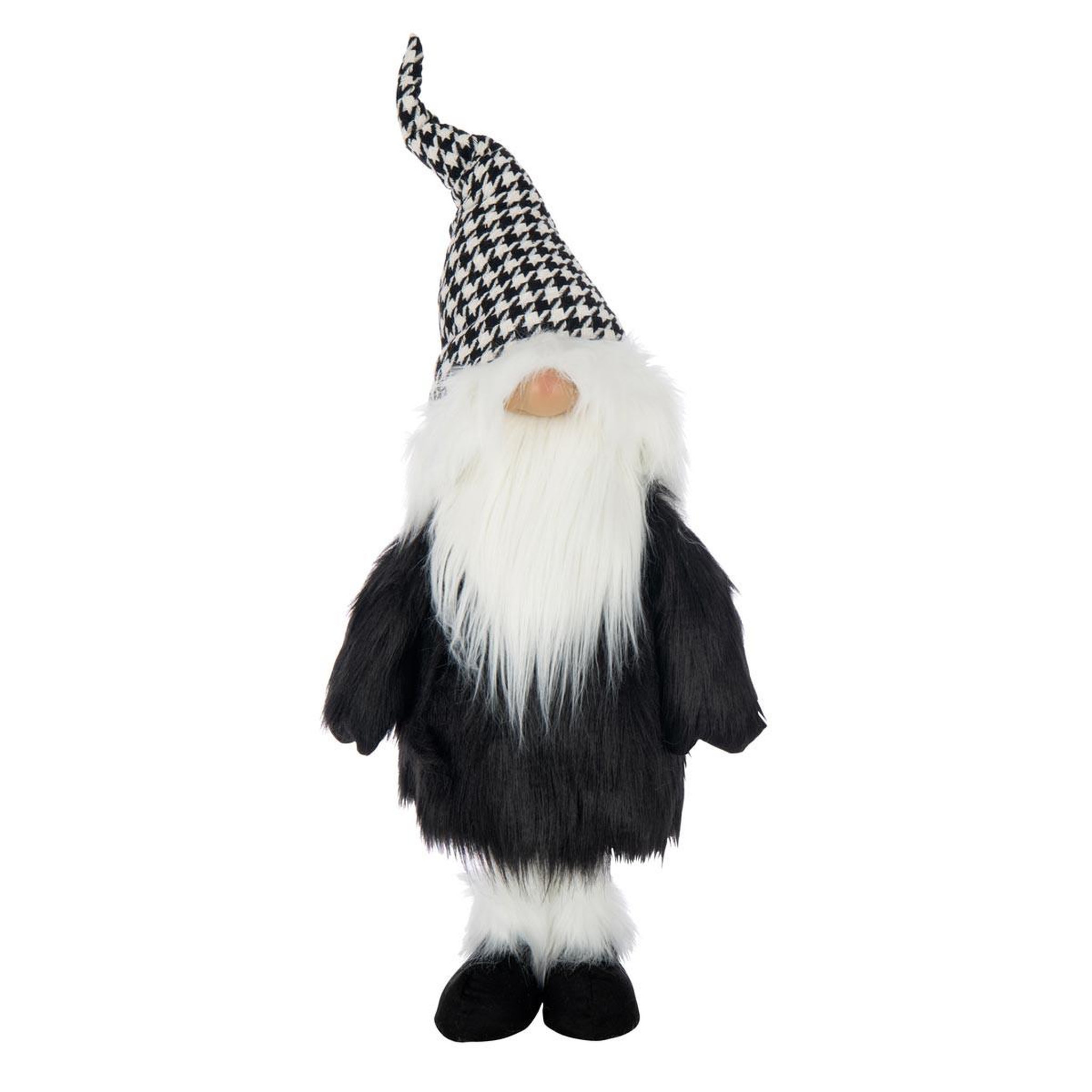 J-LINE Père-noël déco  pied-de-poule  91cm noir & blanc