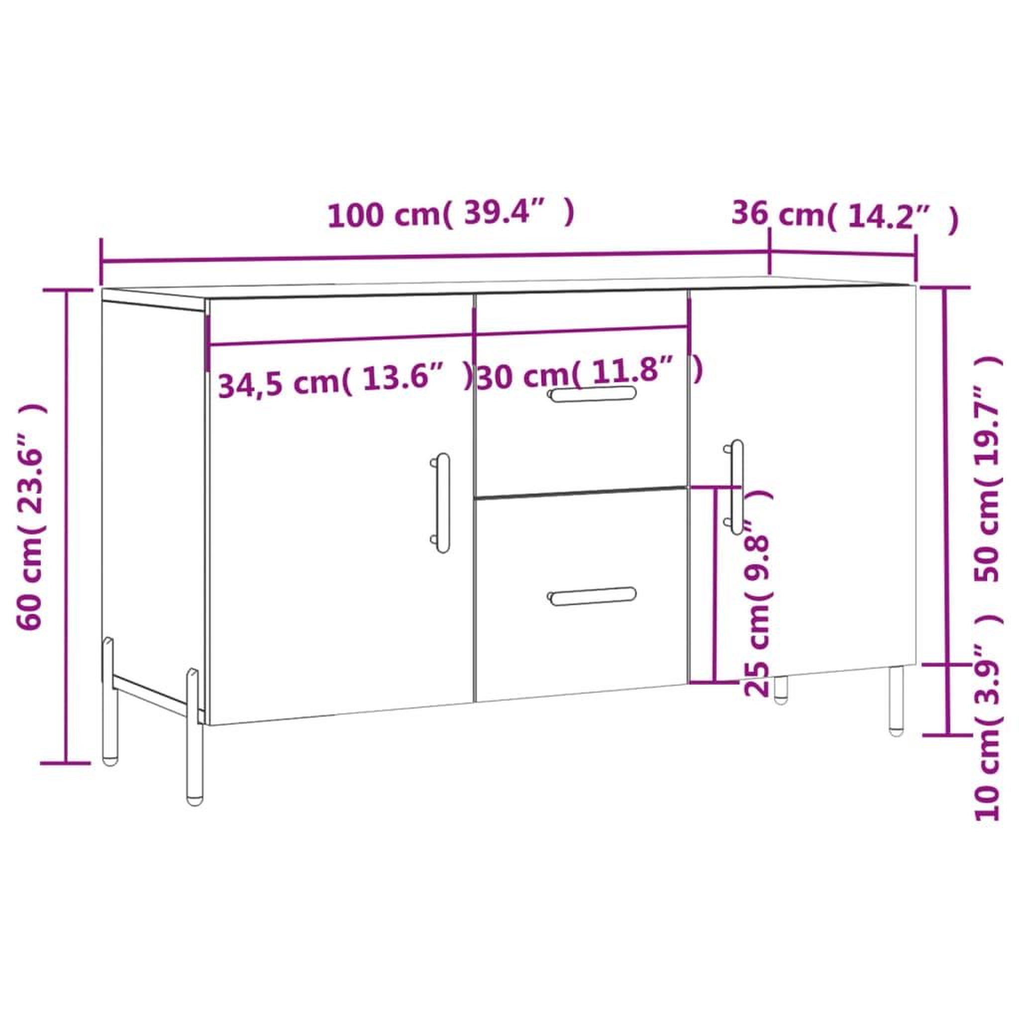 Voir la diapositive 6 : VIDAXL Buffet gris beton 100x36x60 cm bois d'ingenierie