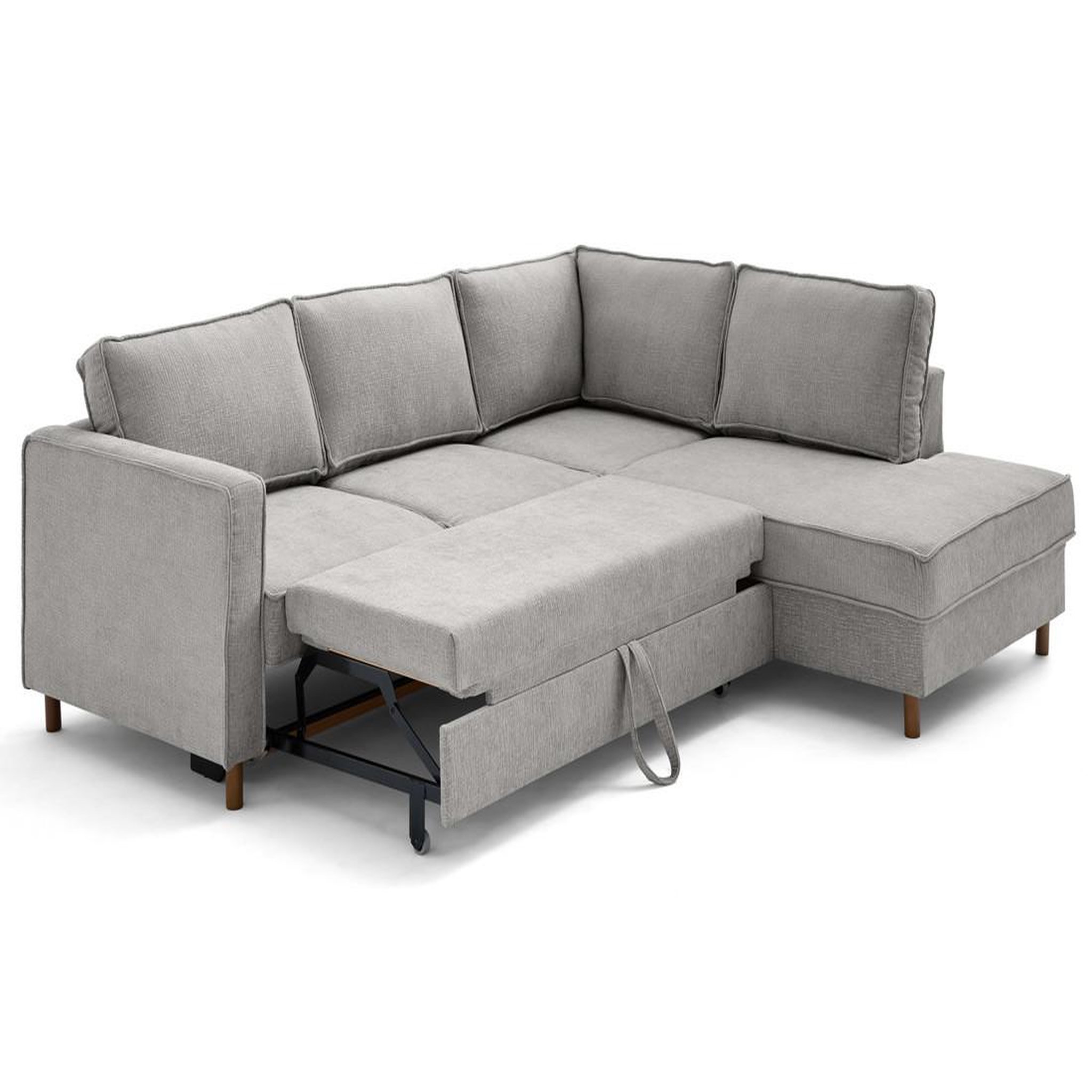 Voir la diapositive 2 : LISA DESIGN Jake - canapé d'angle droit 5 places convertible en tissu velours relief