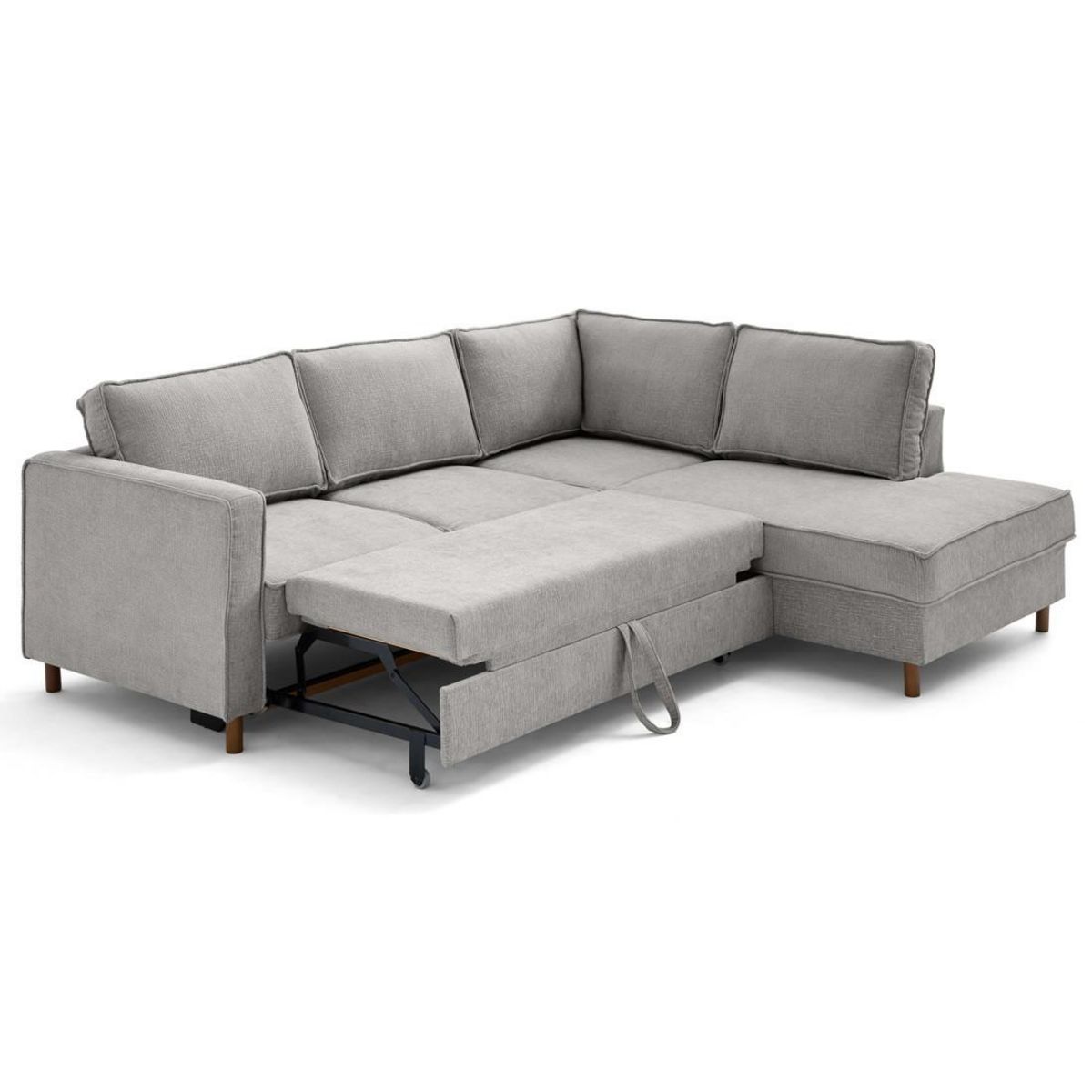 LISA DESIGN Jake - canapé d'angle droit 5 places convertible en tissu velours relief