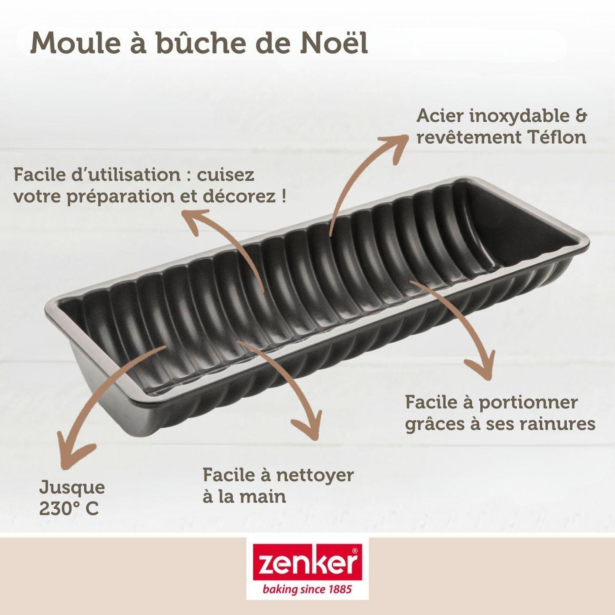 Voir la diapositive 4 : ZENKER Moule à bûche de noël 32 x 12,5 cm zenker black metallic