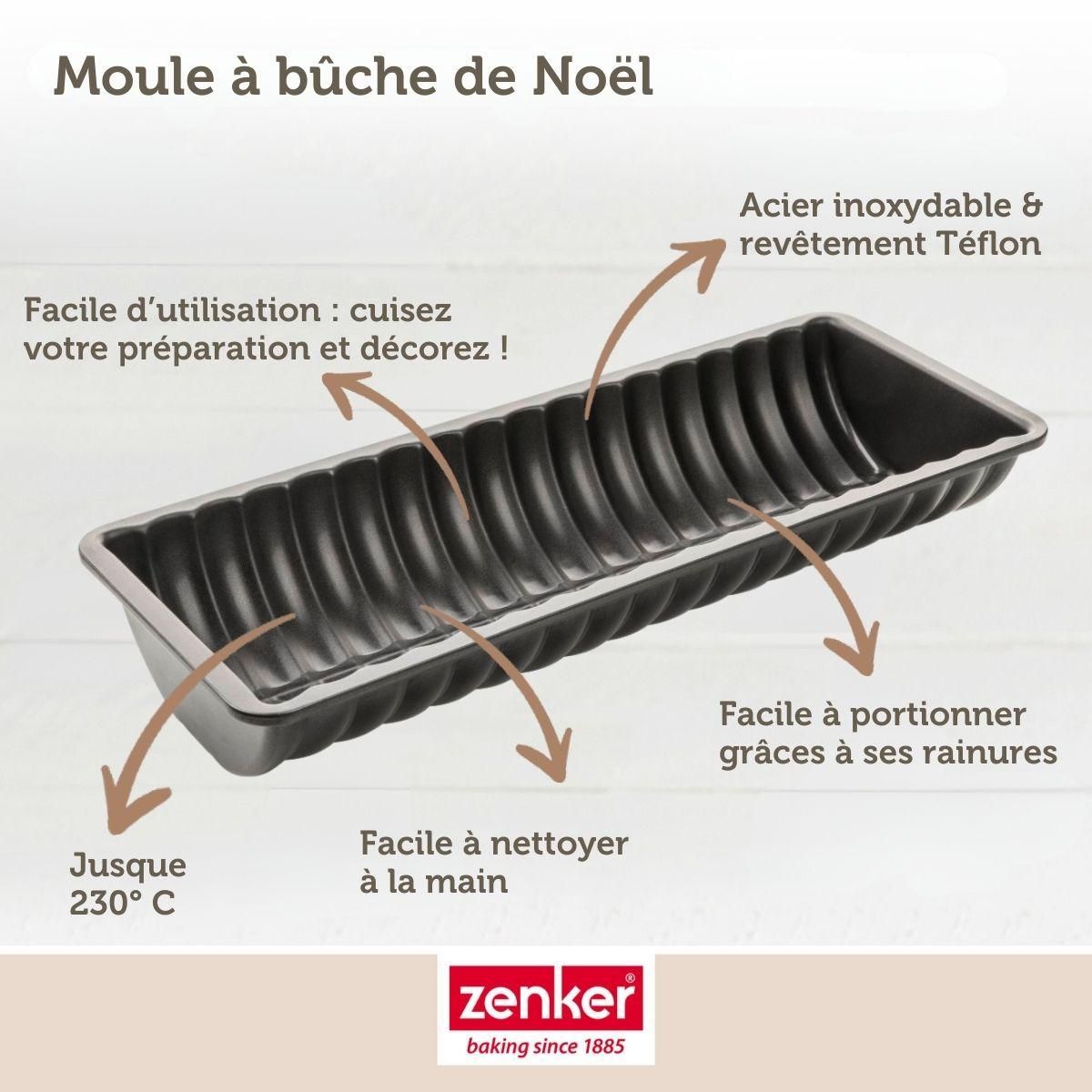 ZENKER Moule à bûche de Noël 32 x 12,5 cm Zenker Black Metallic