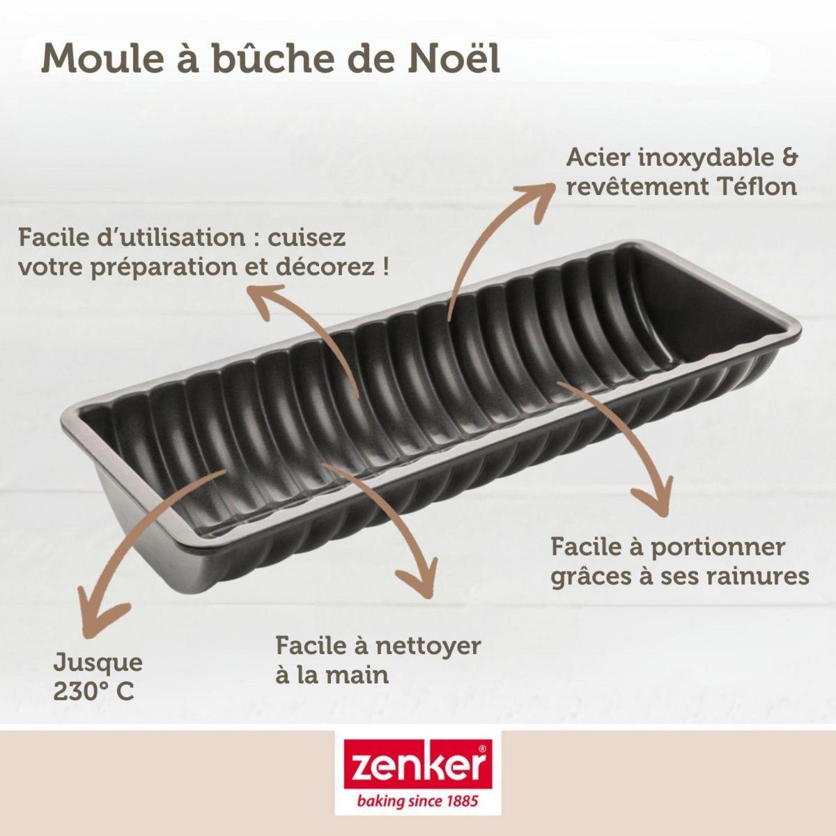 ZENKER Moule à bûche de Noël 32 x 12,5 cm Zenker Black Metallic