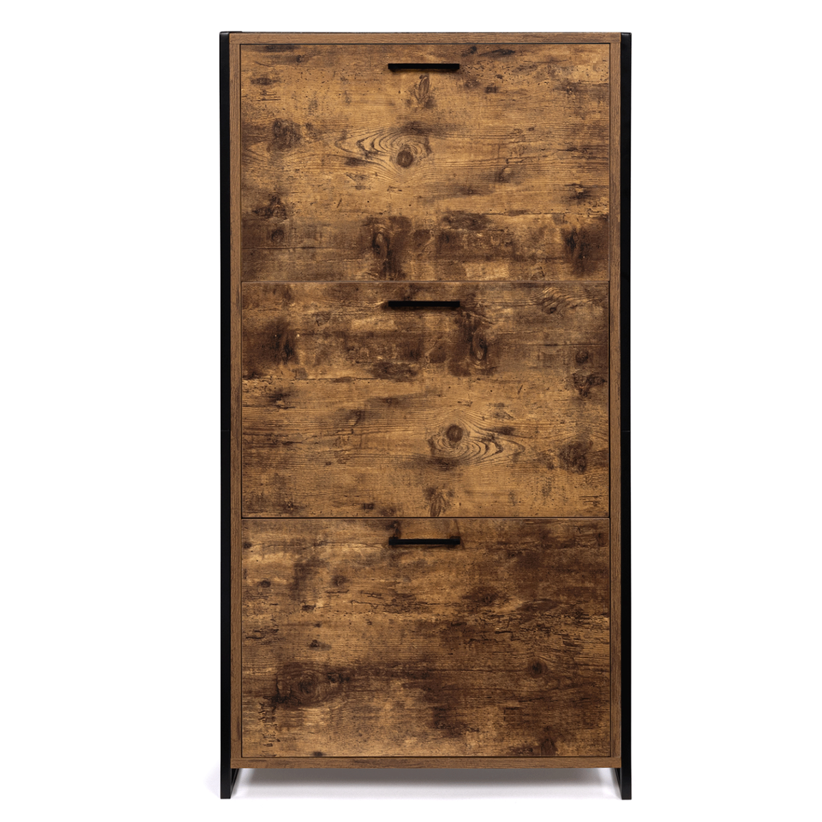 ID MARKET Meuble à chaussures 18 paires DAYTON 3 portes effet vieilli design industriel