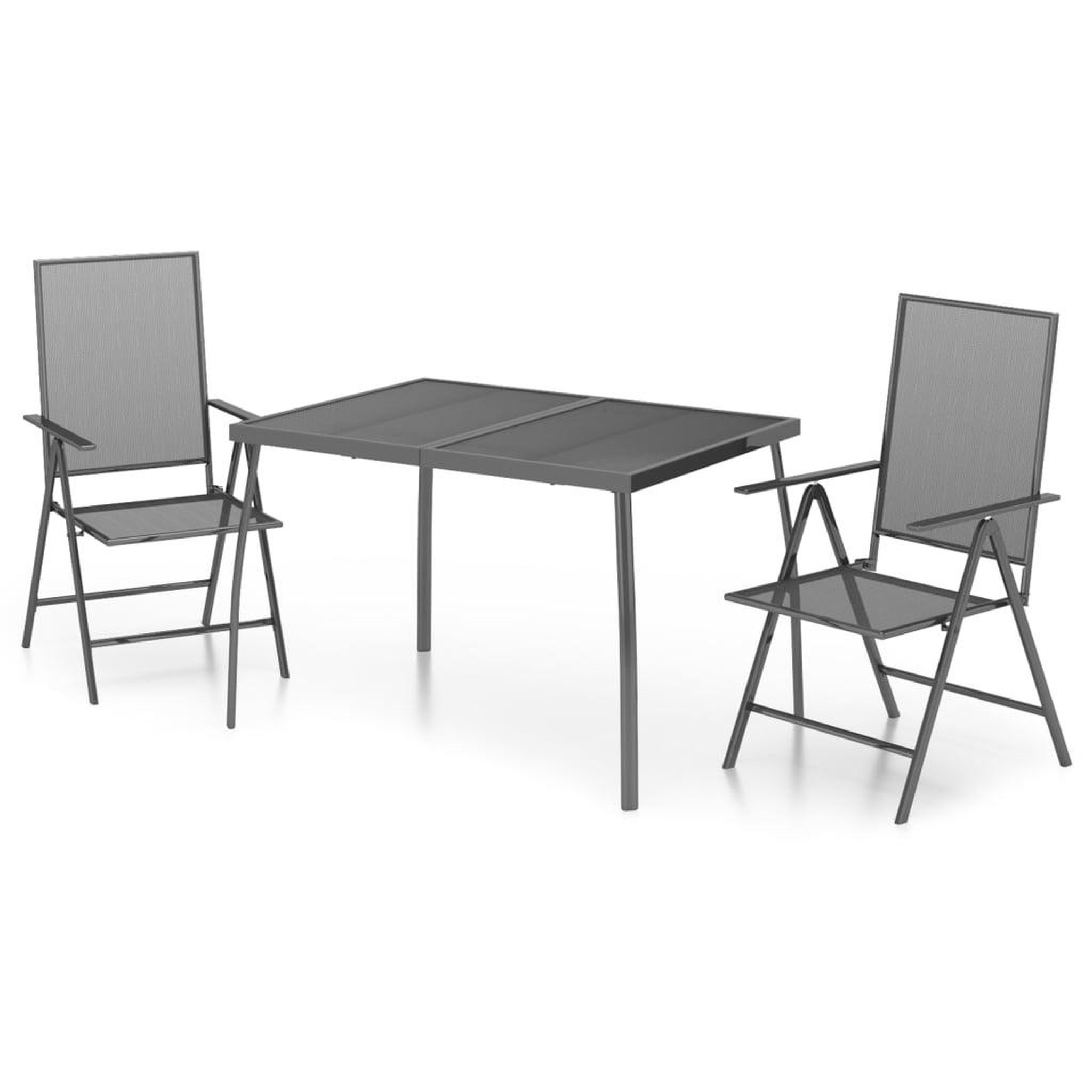 Voir la diapositive 2 : VIDAXL Ensemble a manger de jardin 3 pcs anthracite acier
