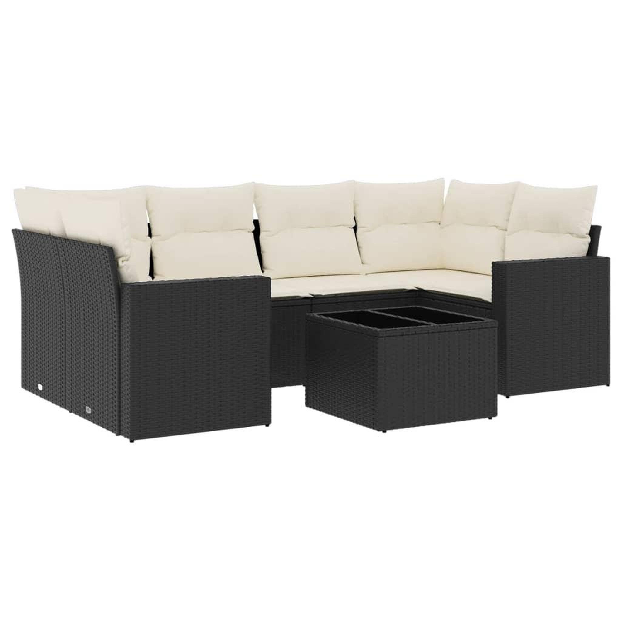 Voir la diapositive 2 : VIDAXL Salon de jardin 7 pcs avec coussins noir resine tressee