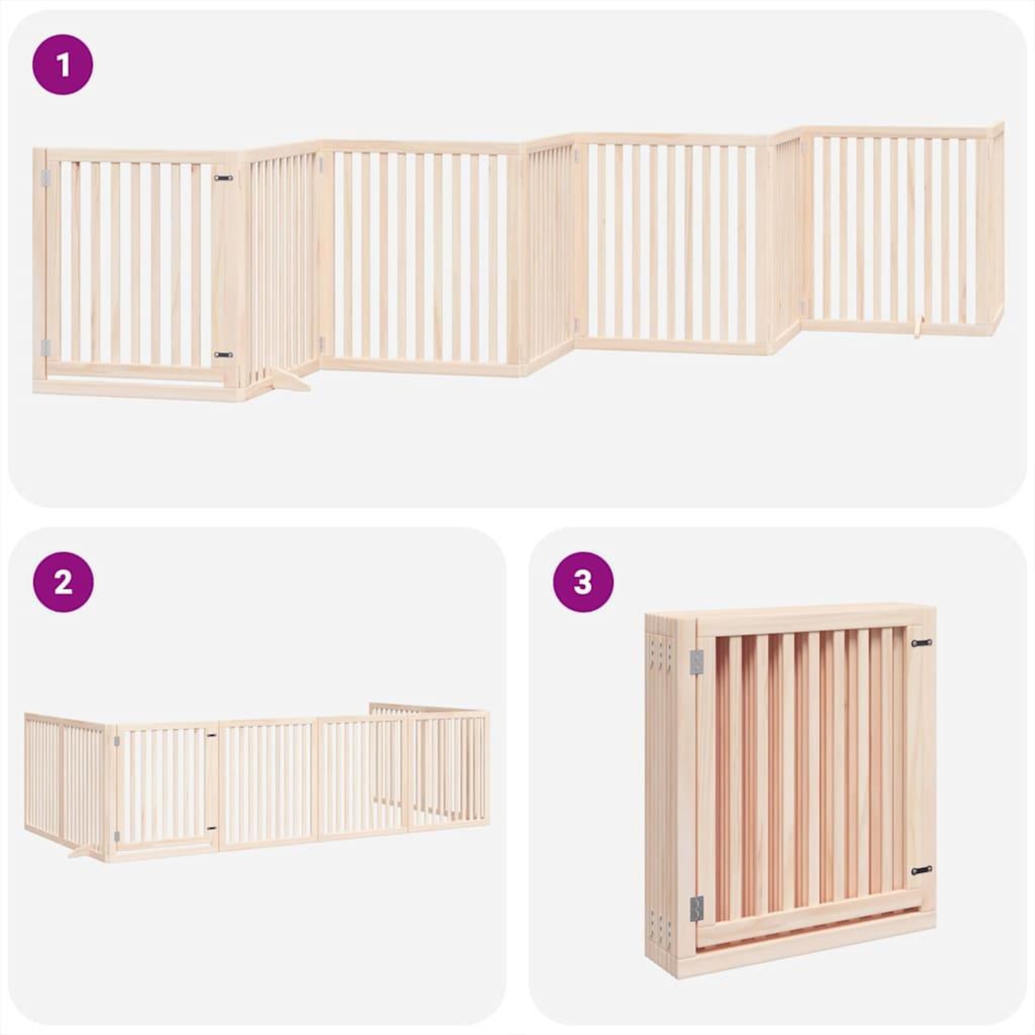 Voir la diapositive 5 : VIDAXL Barriere pour chien porte pliable 8 panneaux bois de peuplier