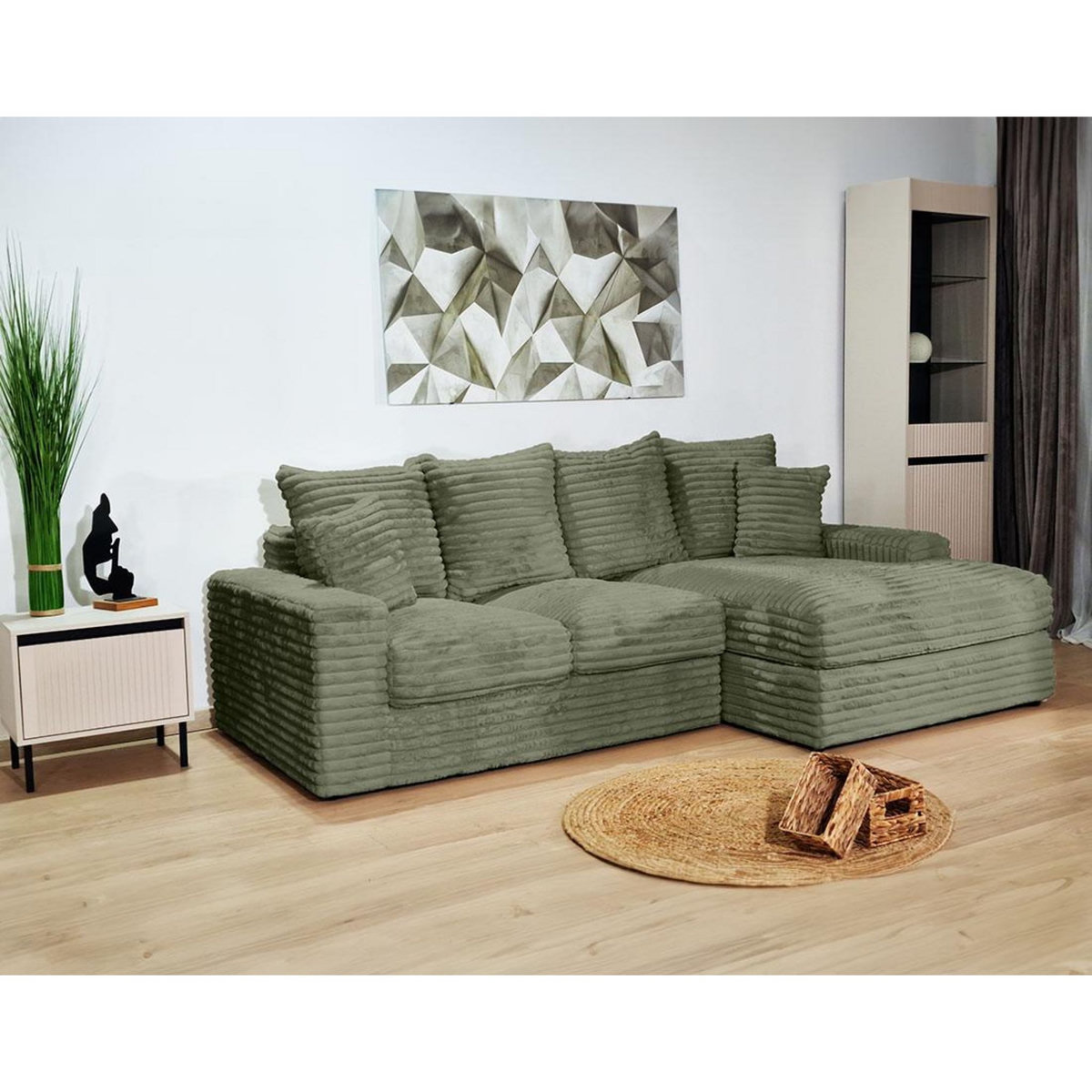 LISA DESIGN Andy - canapé d'angle droit 4 places en fausse fourrure côtelée