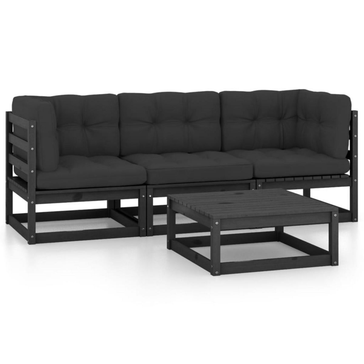 VIDAXL Salon de jardin 4 pcs avec coussins Bois de pin massif