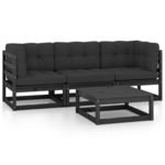 VIDAXL Salon de jardin 4 pcs avec coussins Bois de pin massif