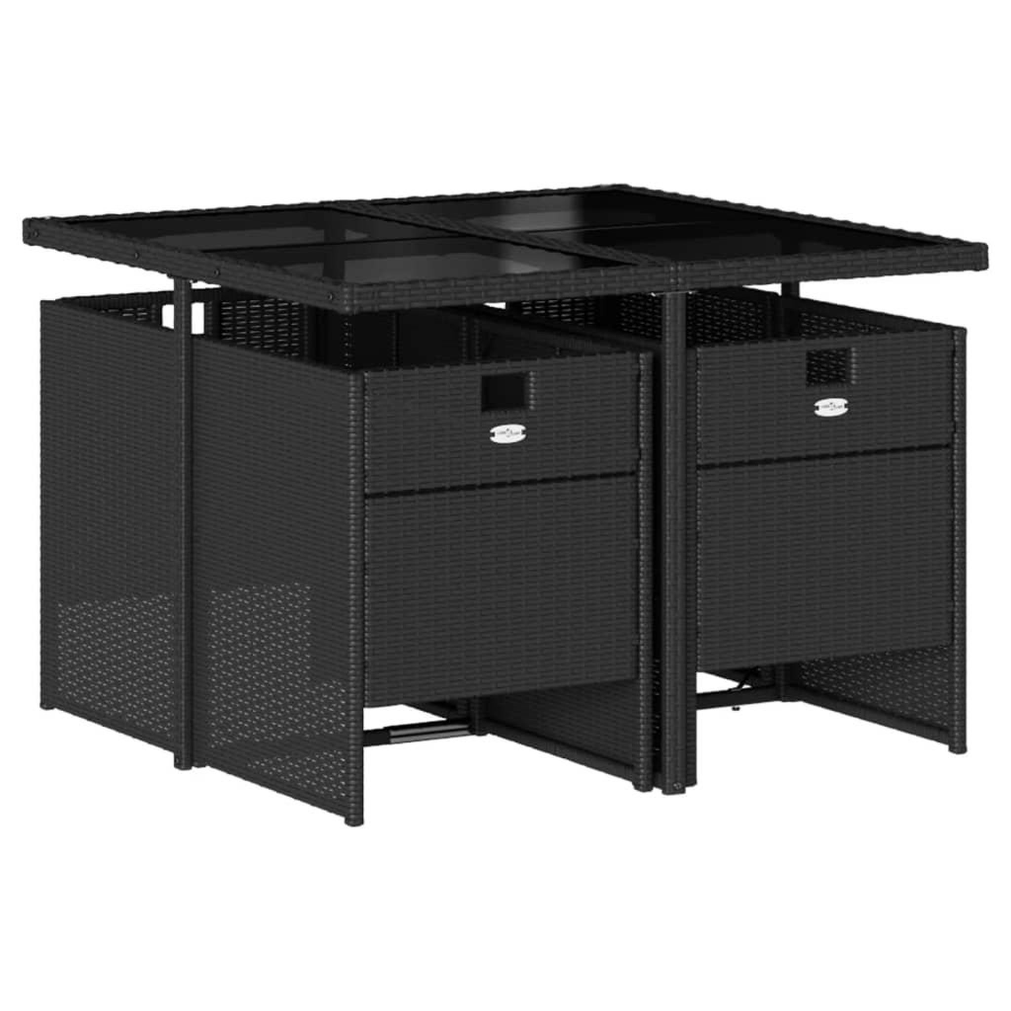 Voir la diapositive 3 : VIDAXL Ensemble a manger de jardin coussins 5pcs Noir Resine tressee