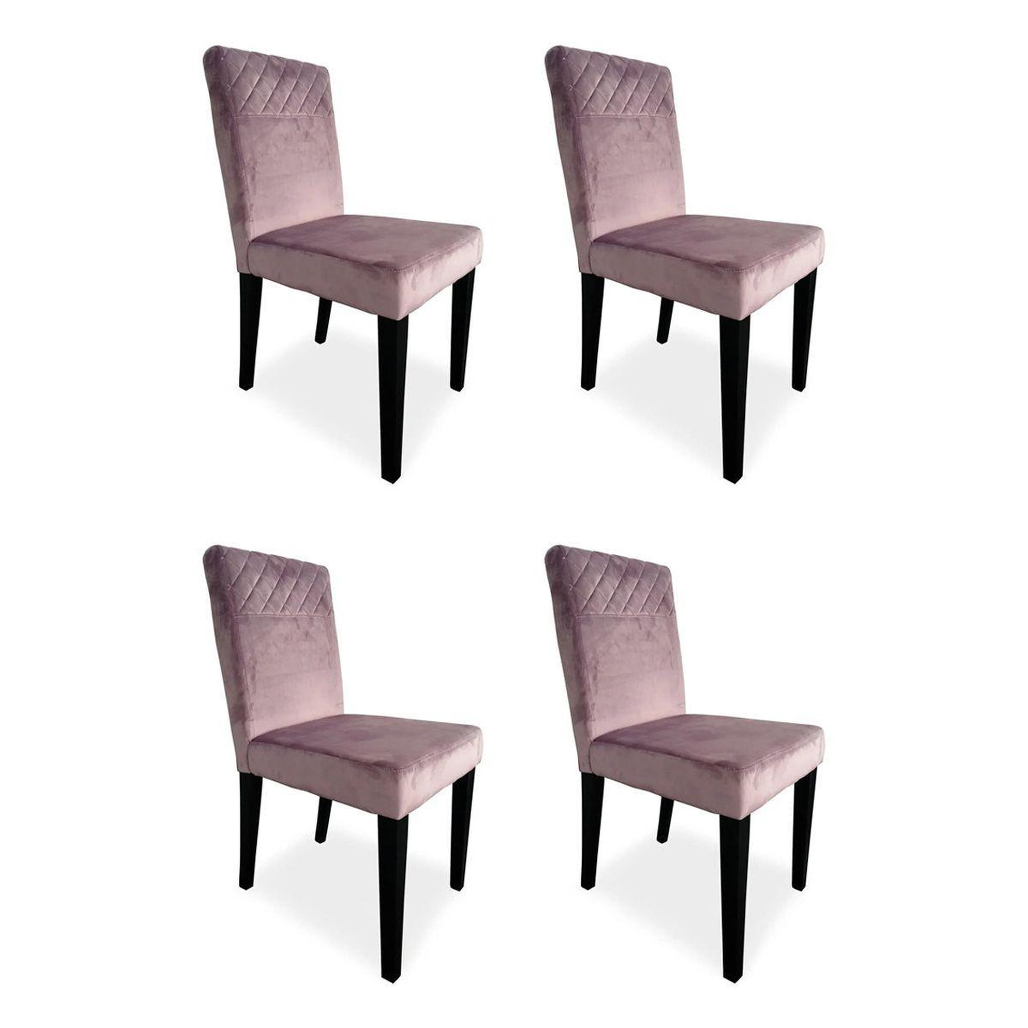 Paris Prix Lot de 4 Chaises Velours  Pipam  82cm Rose