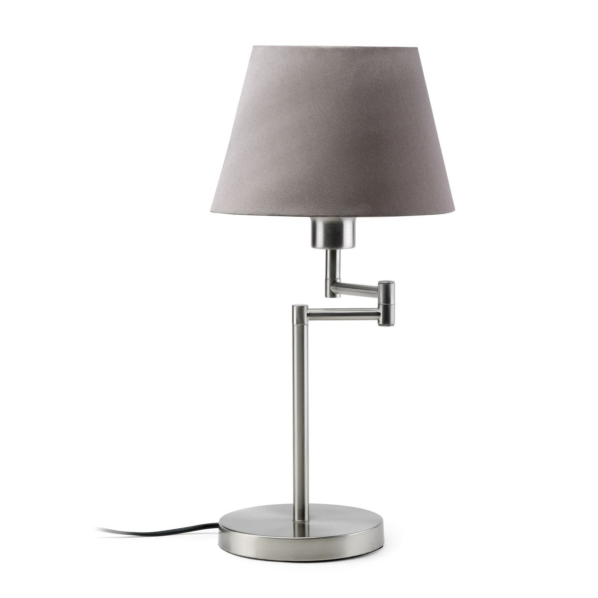 Lampe acier brossé et coton taupe Brice