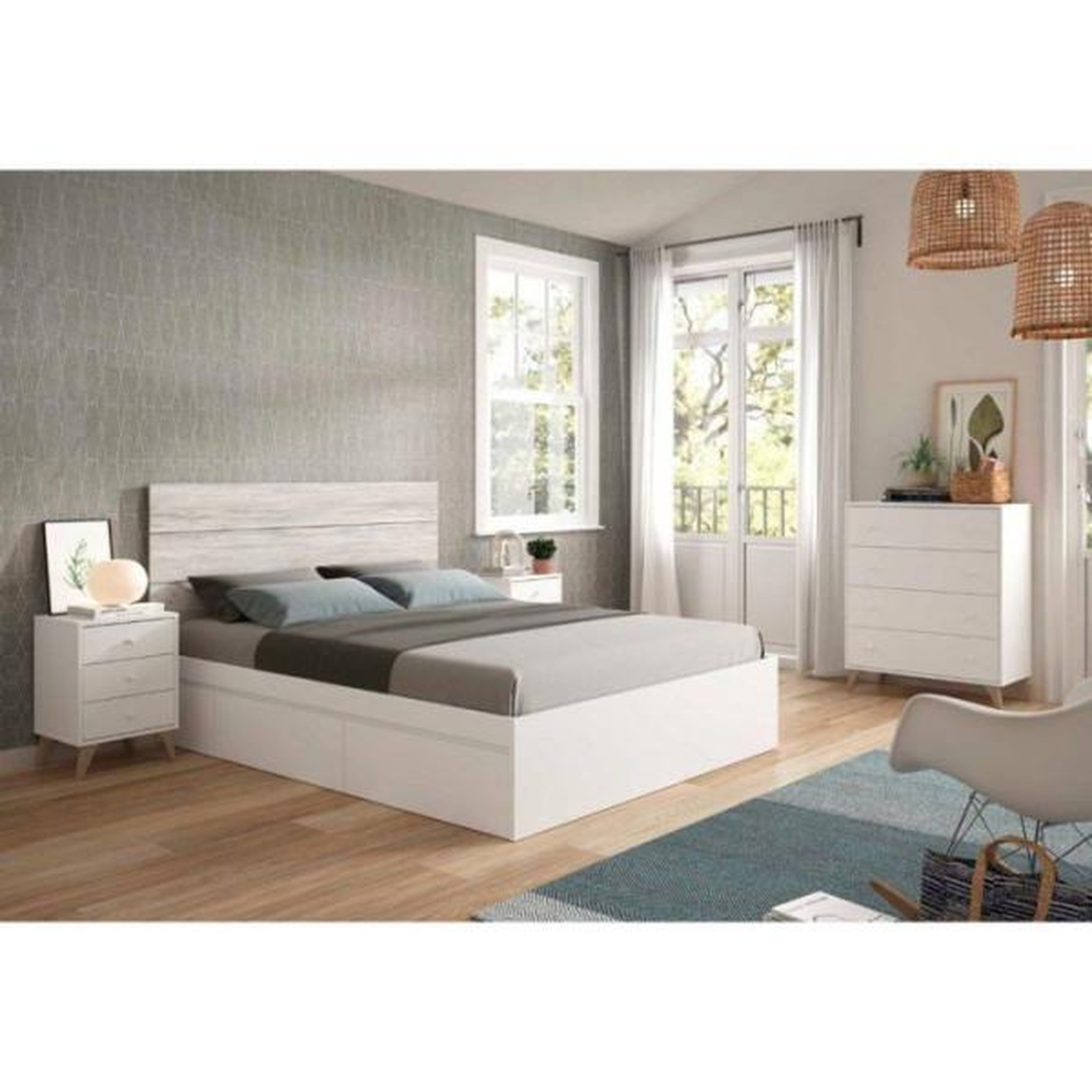 Voir la diapositive 4 : CALICOSY Commode - Sweet - 4 tiroirs - Blanc - 95 x 77.5 x 40 cm