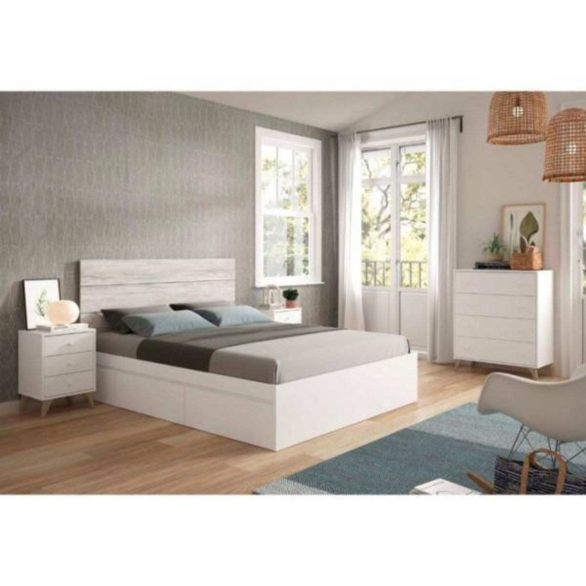 CALICOSY Commode - Sweet - 4 tiroirs - Blanc - 95 x 77.5 x 40 cm