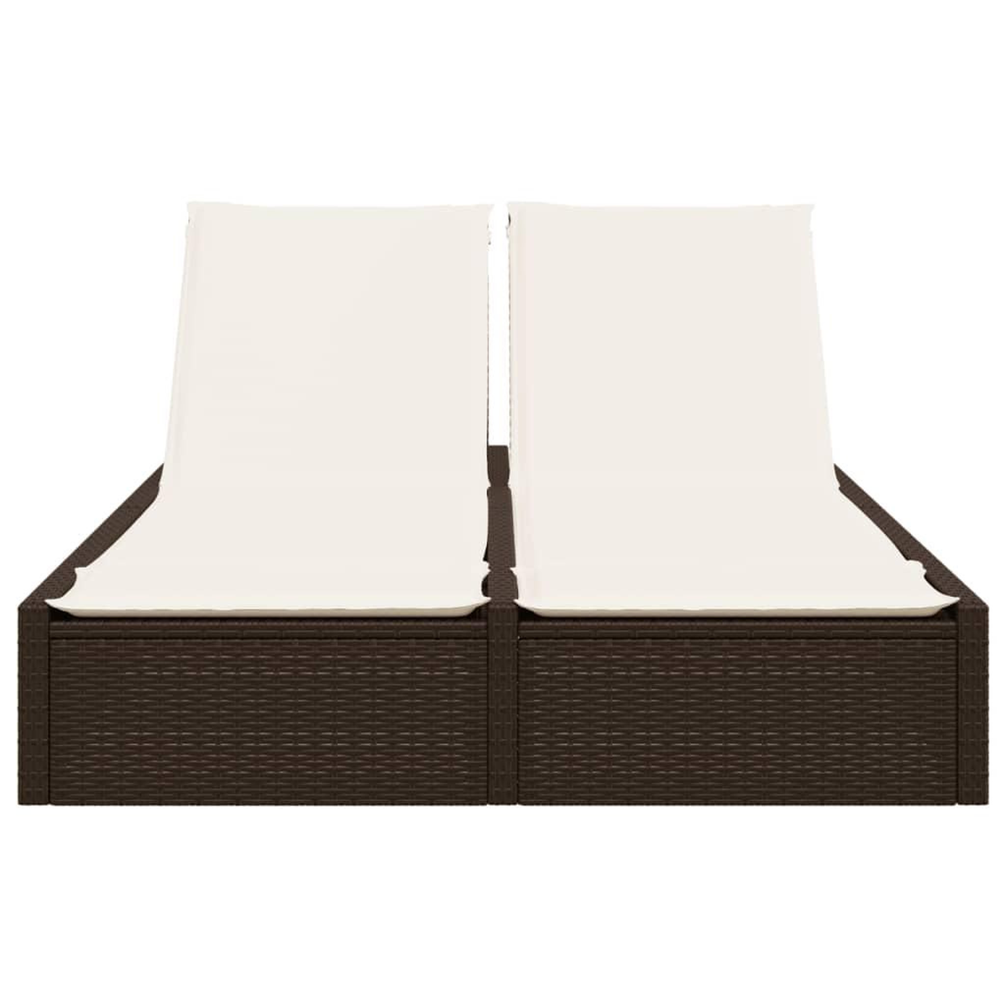 Voir la diapositive 3 : VIDAXL Chaise longue double avec coussins marron resine tressee