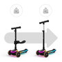 Voir la diapositive 2 : KINDERKRAFT Trottinette Kinderkraft RAKET UP 2-en-1 avec siège réglable, roues RGB LED, plateau lumineux, pliable dès bébé, Noir