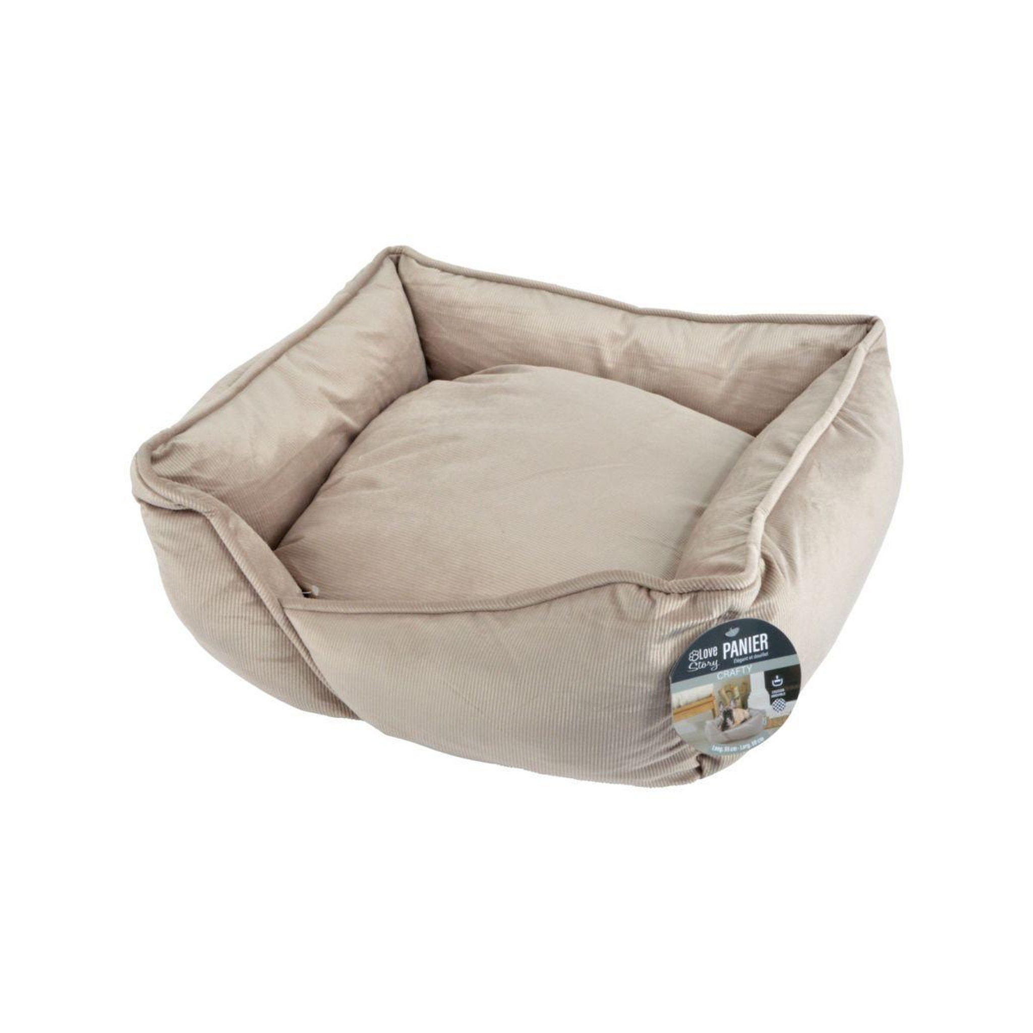 Voir la diapositive 3 : LOVE STORY Panier chien & chat velours  crafty  55cm noisette