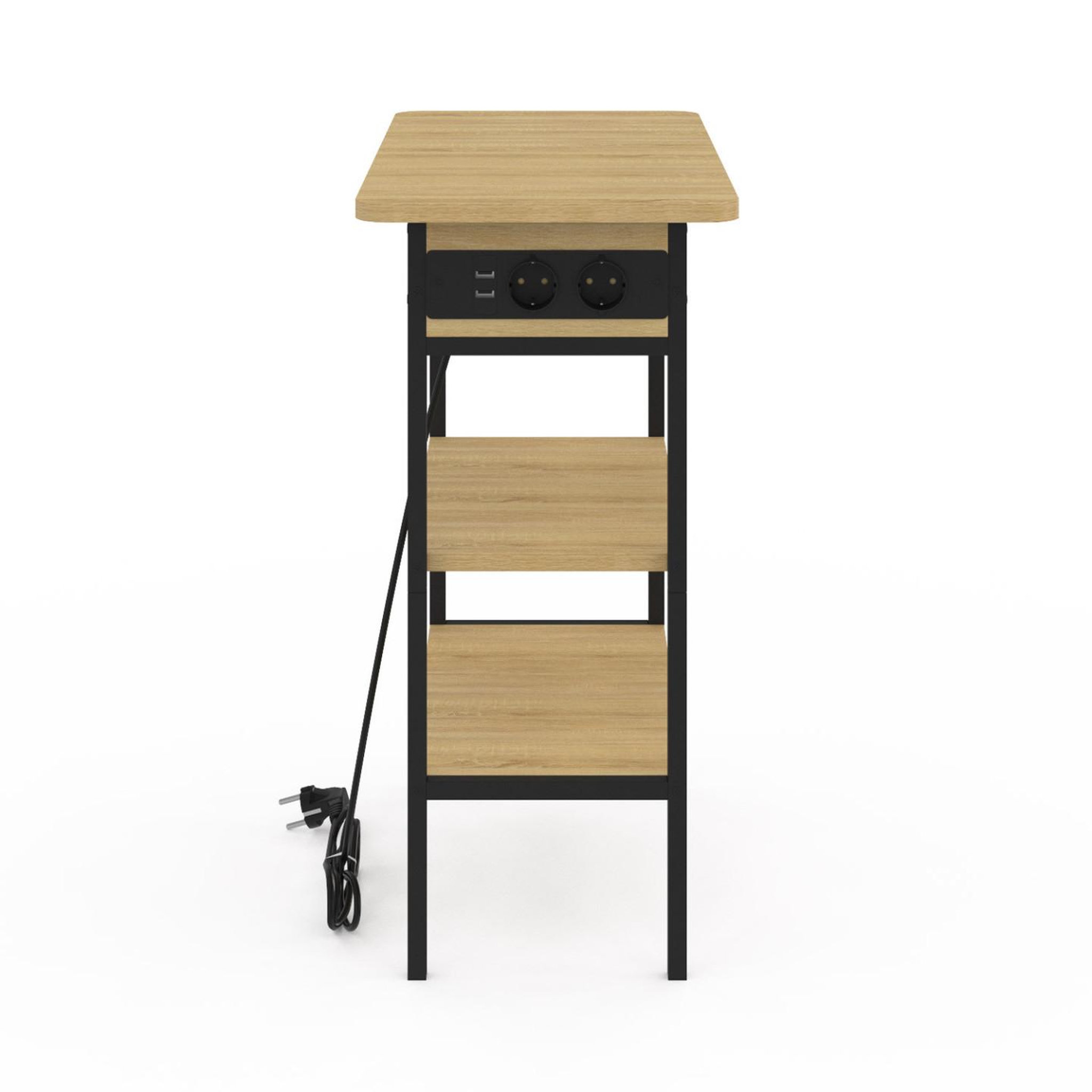 Voir la diapositive 3 : ID MARKET Table d'appoint - chevet avec multiprise detroit design industriel