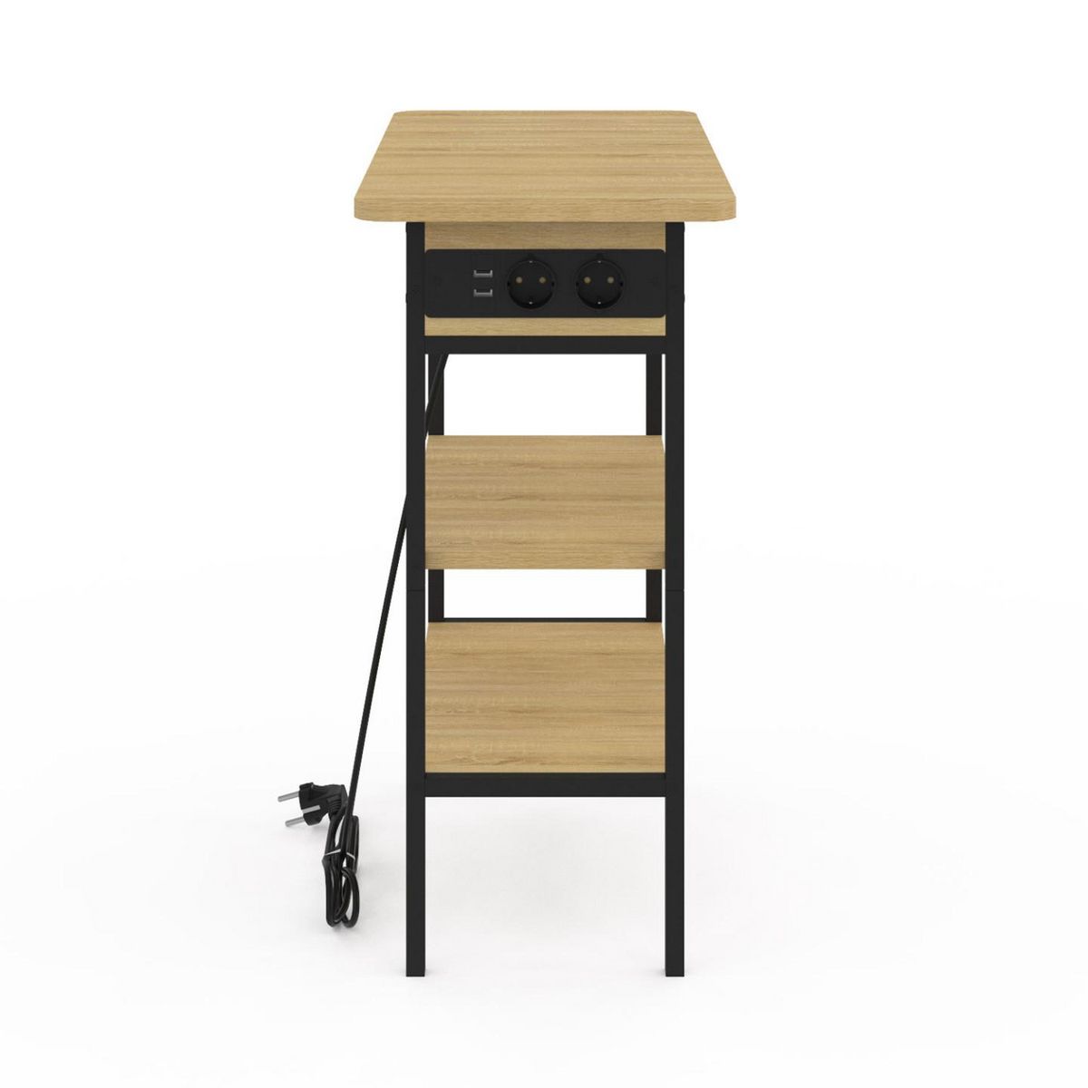 ID MARKET Table d'appoint - chevet avec multiprise DETROIT design industriel