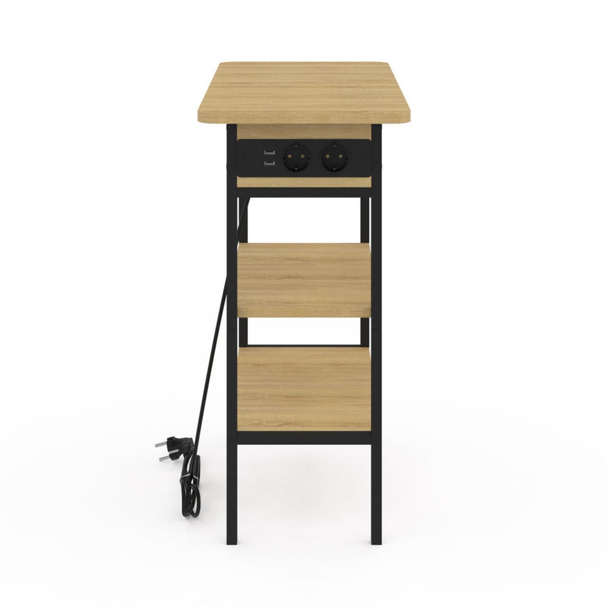 ID MARKET Table d'appoint - chevet avec multiprise DETROIT design industriel