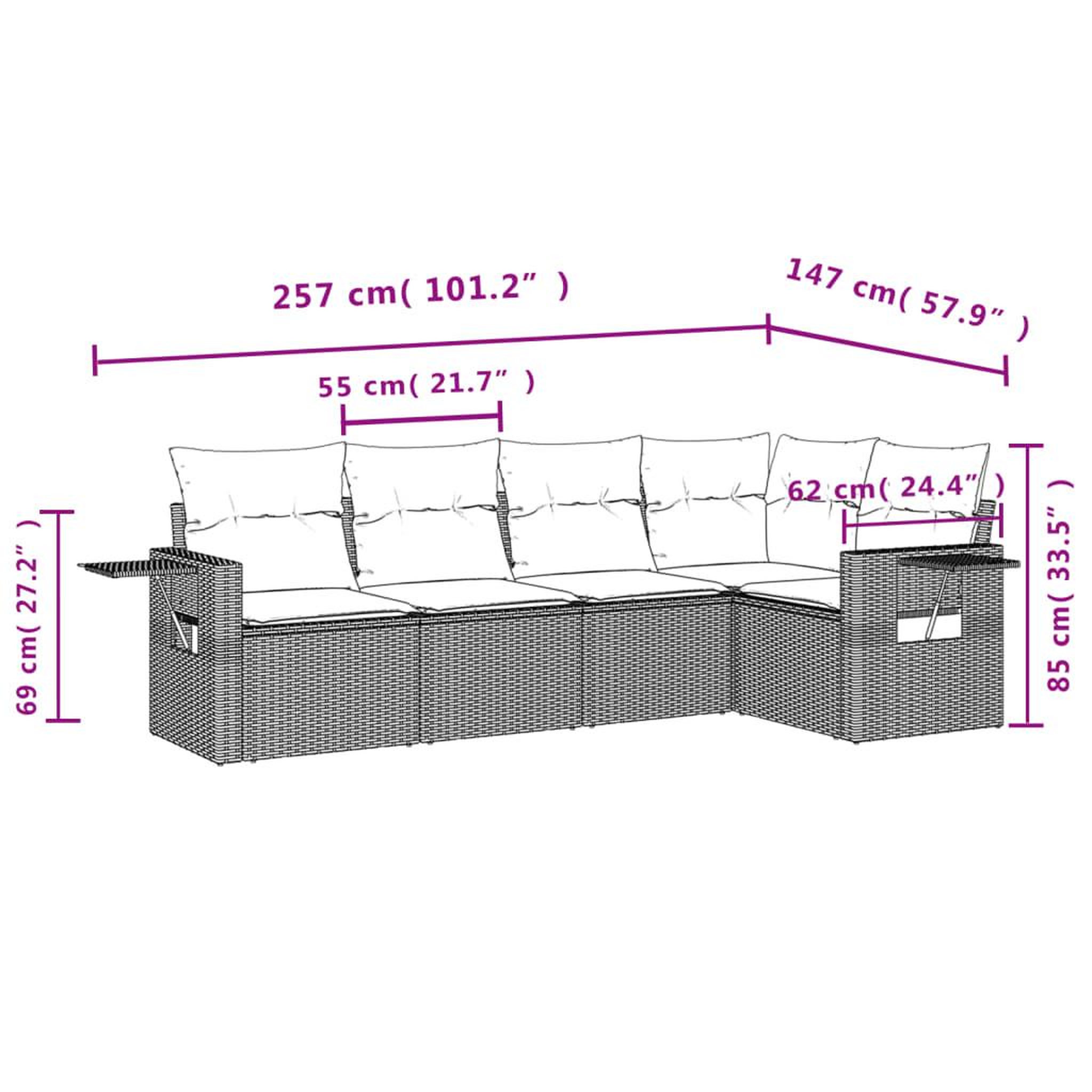 Voir la diapositive 4 : VIDAXL Salon de jardin avec coussins 5 pcs beige resine tressee