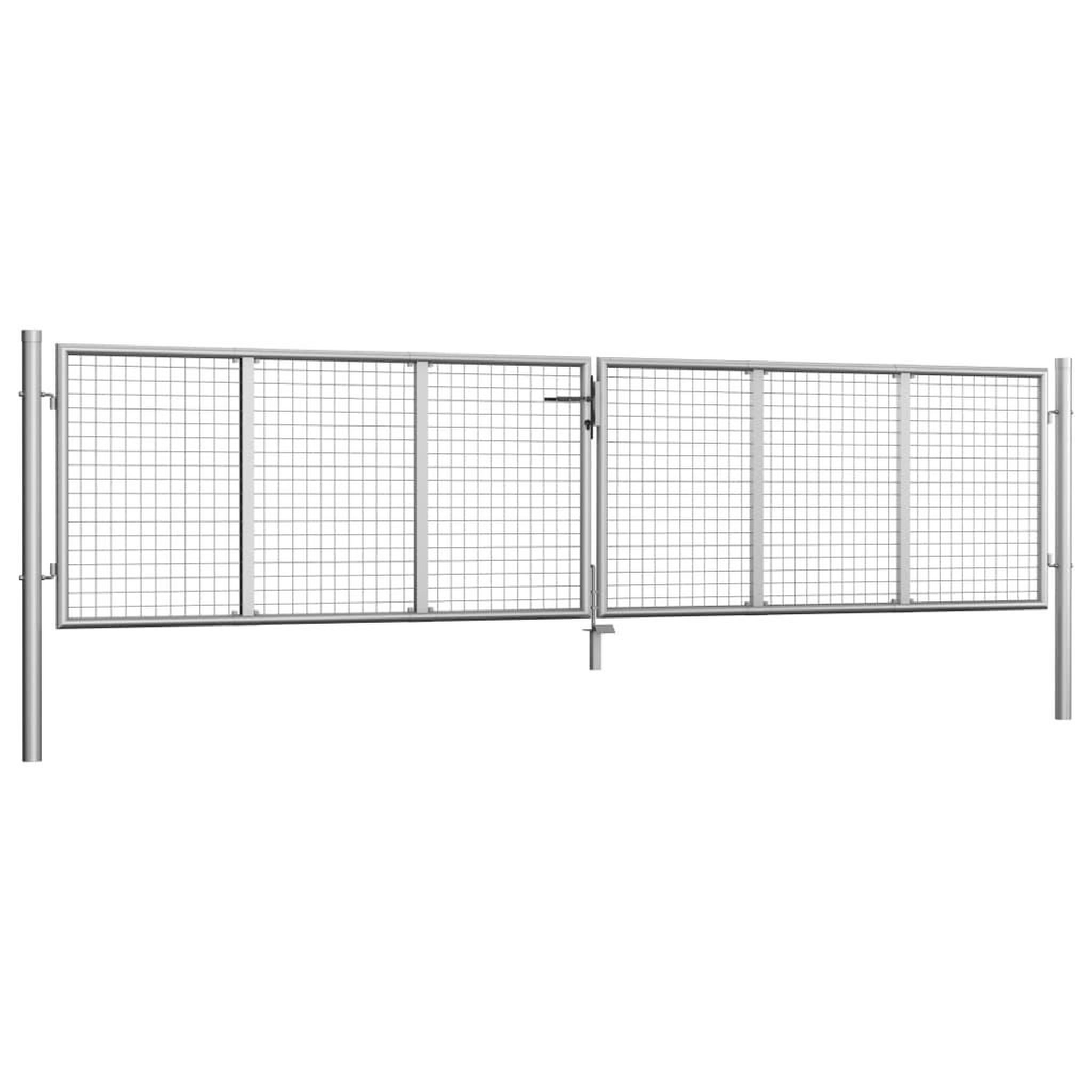 Voir la diapositive 2 : VIDAXL Porte de jardin Acier galvanise 415x125 cm Argente