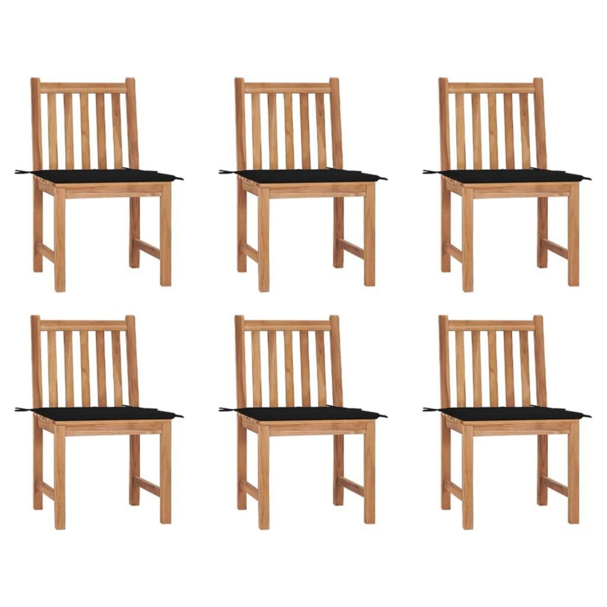 VIDAXL Chaises de jardin lot de 6 avec coussins Bois de teck massif