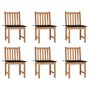 Voir la diapositive 1 : VIDAXL Chaises de jardin lot de 6 avec coussins Bois de teck massif