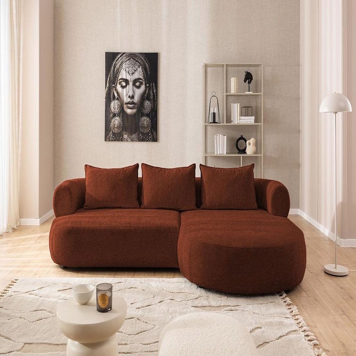 LISA DESIGN Angela - canapé d'angle droit 4 places en velours texturé