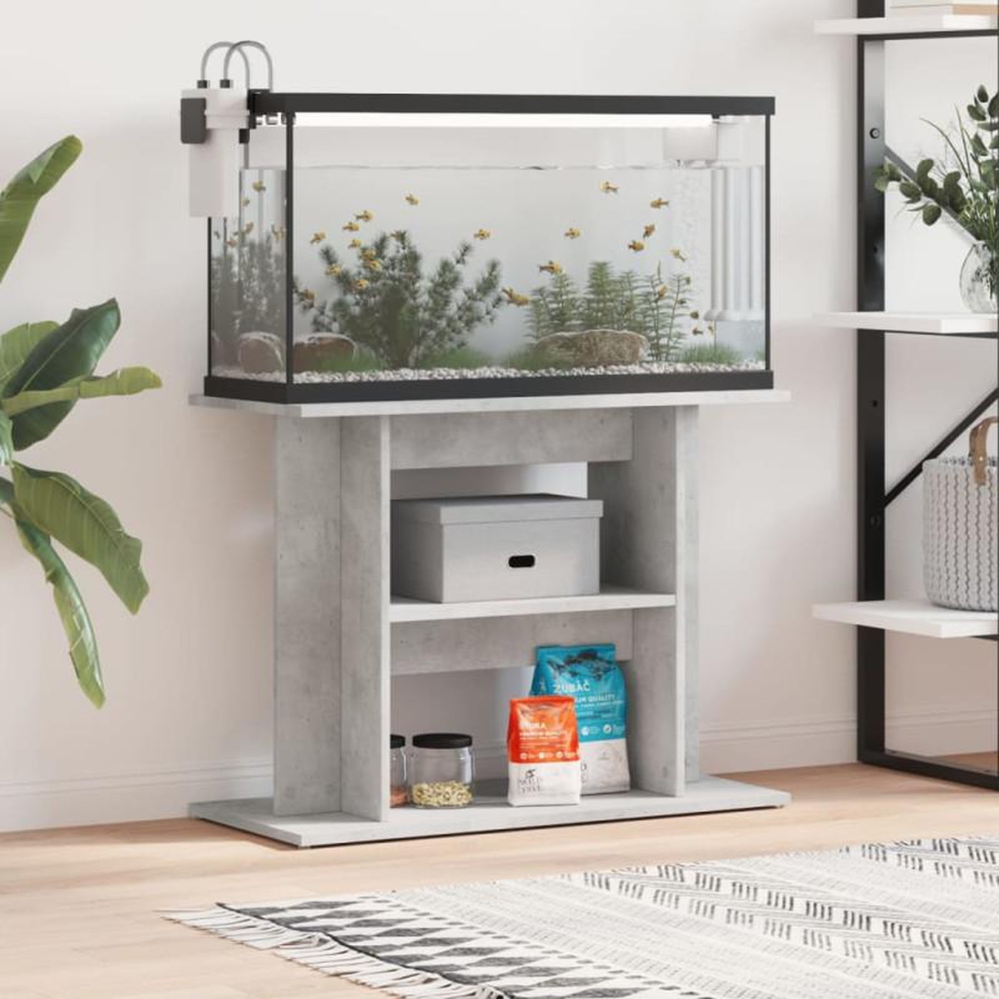 Voir la diapositive 1 : VIDAXL Support pour aquarium gris béton 80x35x60 cm bois d ingénierie