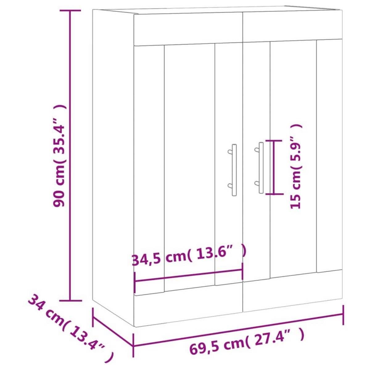 VIDAXL Armoire murale gris beton 69,5x34x90 cm