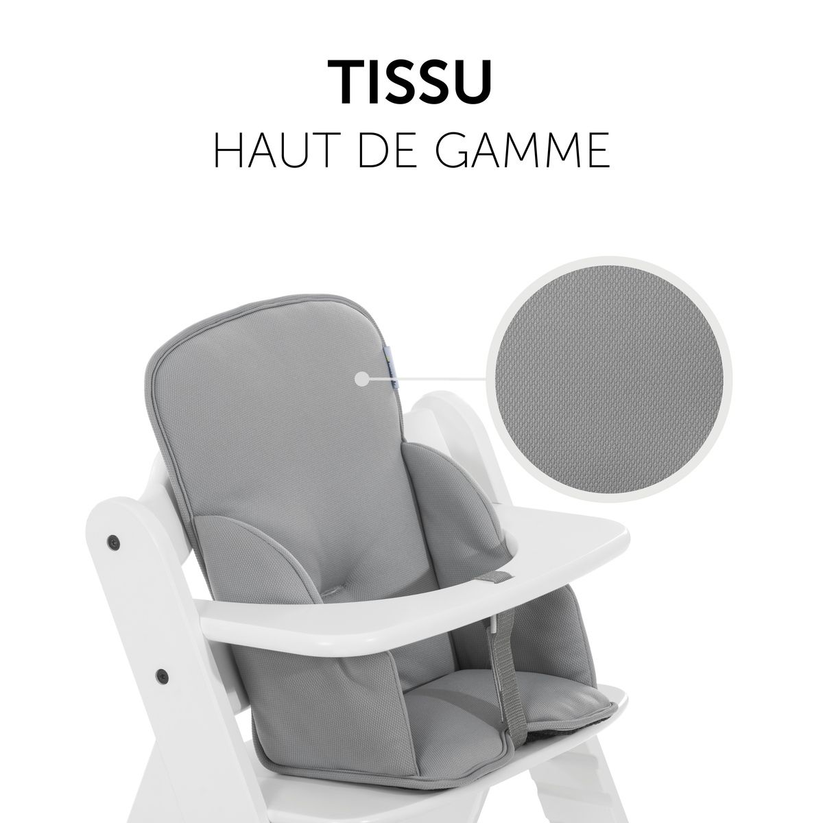 HAUCK Chaise haute Alpha+B Gris + Coussin réducteur de chaise haute en bois Alpha Cosy Comfort Stretch Gris