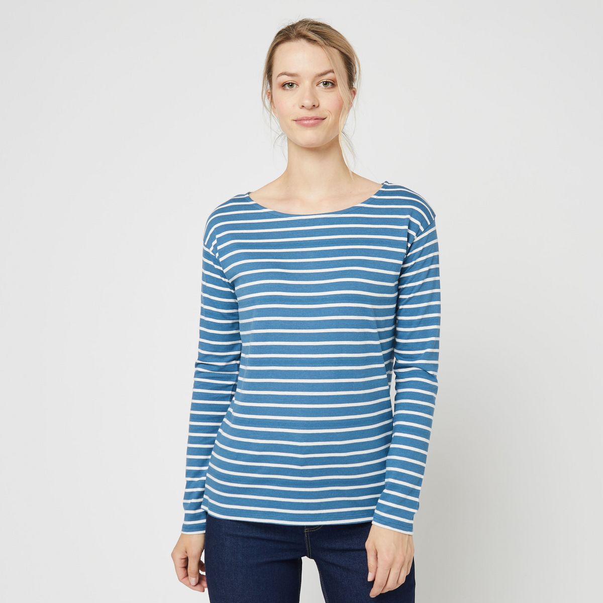 INEXTENSO T-shirt manche courte bleu canard uni femme