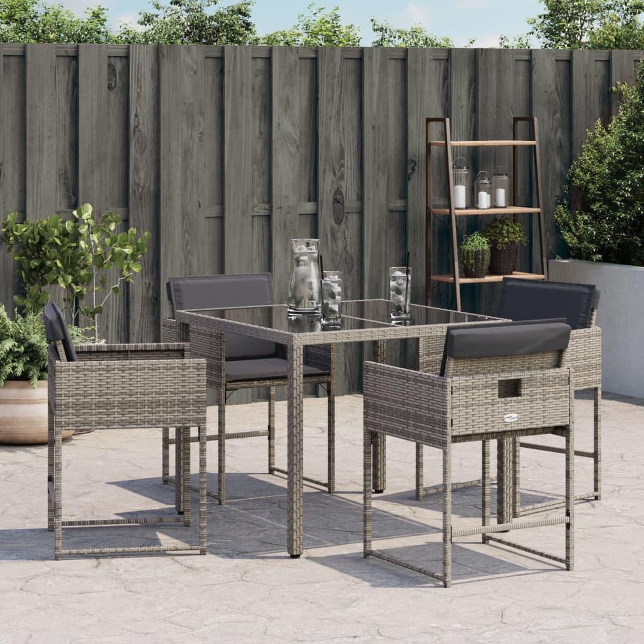 Voir la diapositive 4 : VIDAXL Chaises de jardin avec coussins lot de 4 gris resine tressee