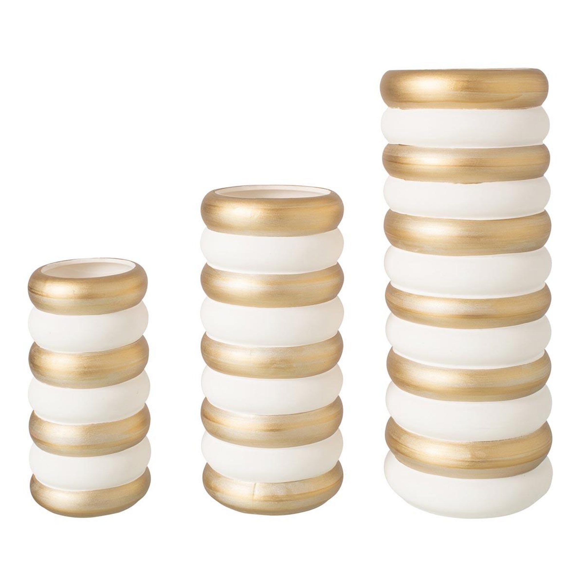 J-LINE Lot de 3 vases en porcelaine  mika  33cm doré