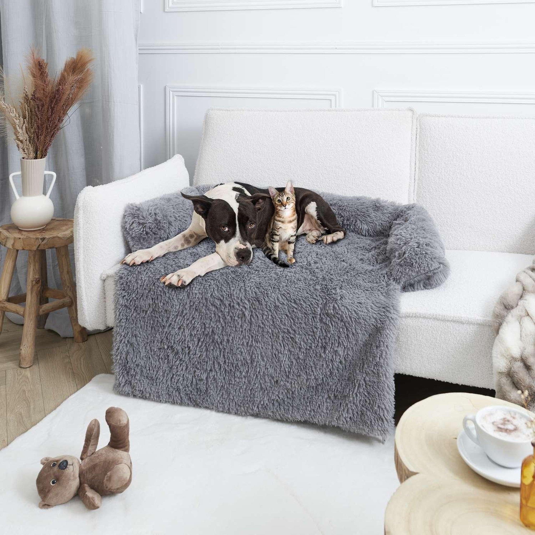 Voir la diapositive 3 : The concept Factory Plaid couverture de canapé pour chien et chat - Gris