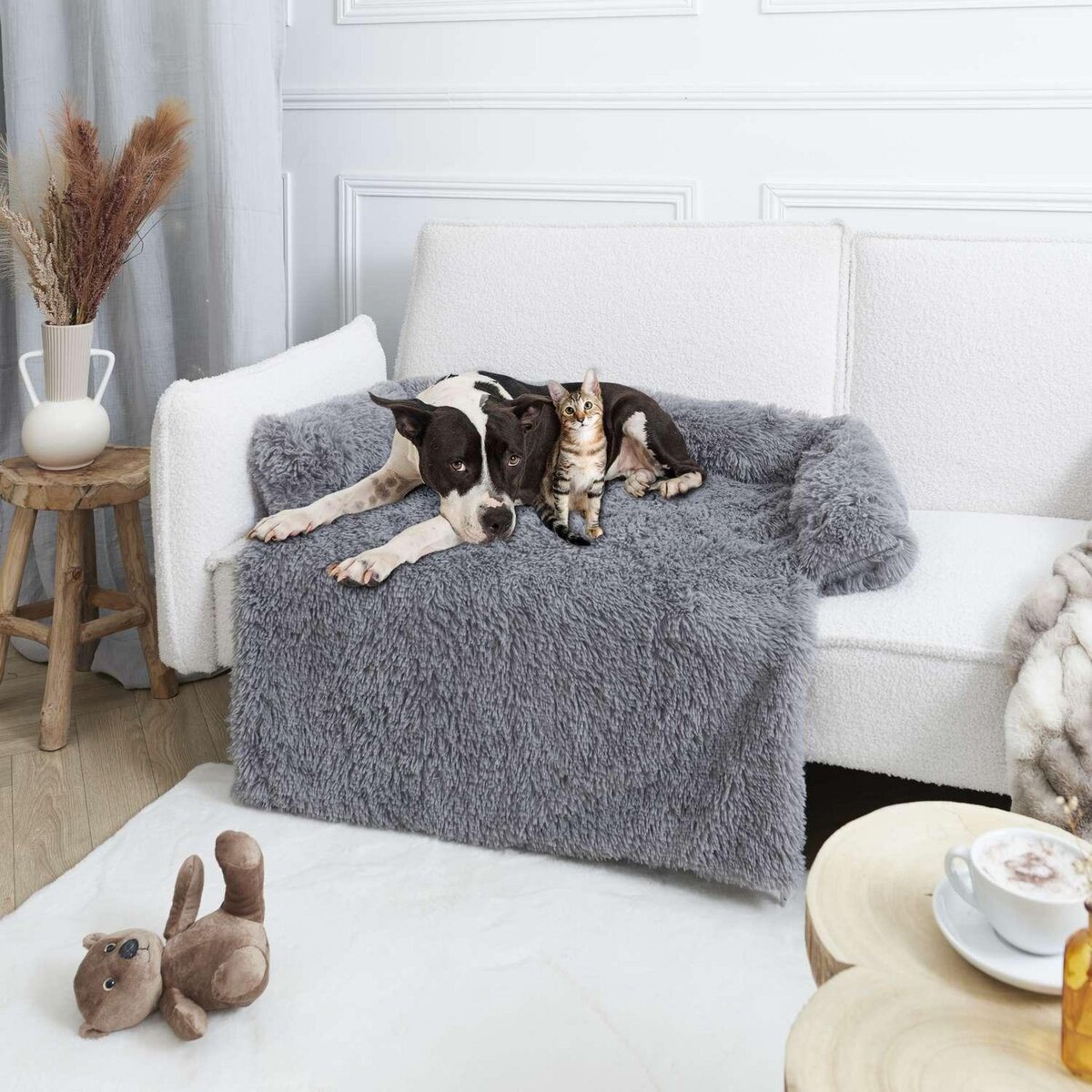 The concept Factory Plaid couverture de canapé pour chien et chat - Gris