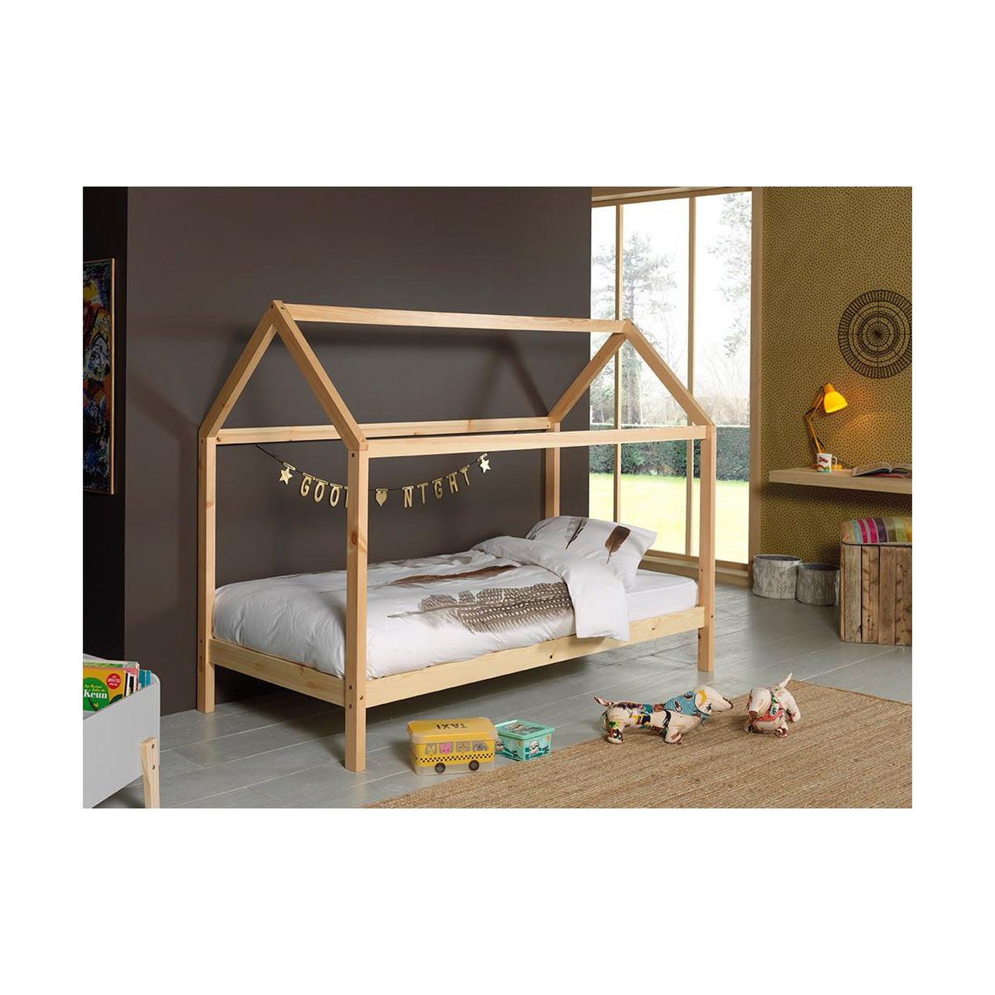 Voir la diapositive 2 : Paris Prix Lit enfant cabane  dallas  90x200cm naturel