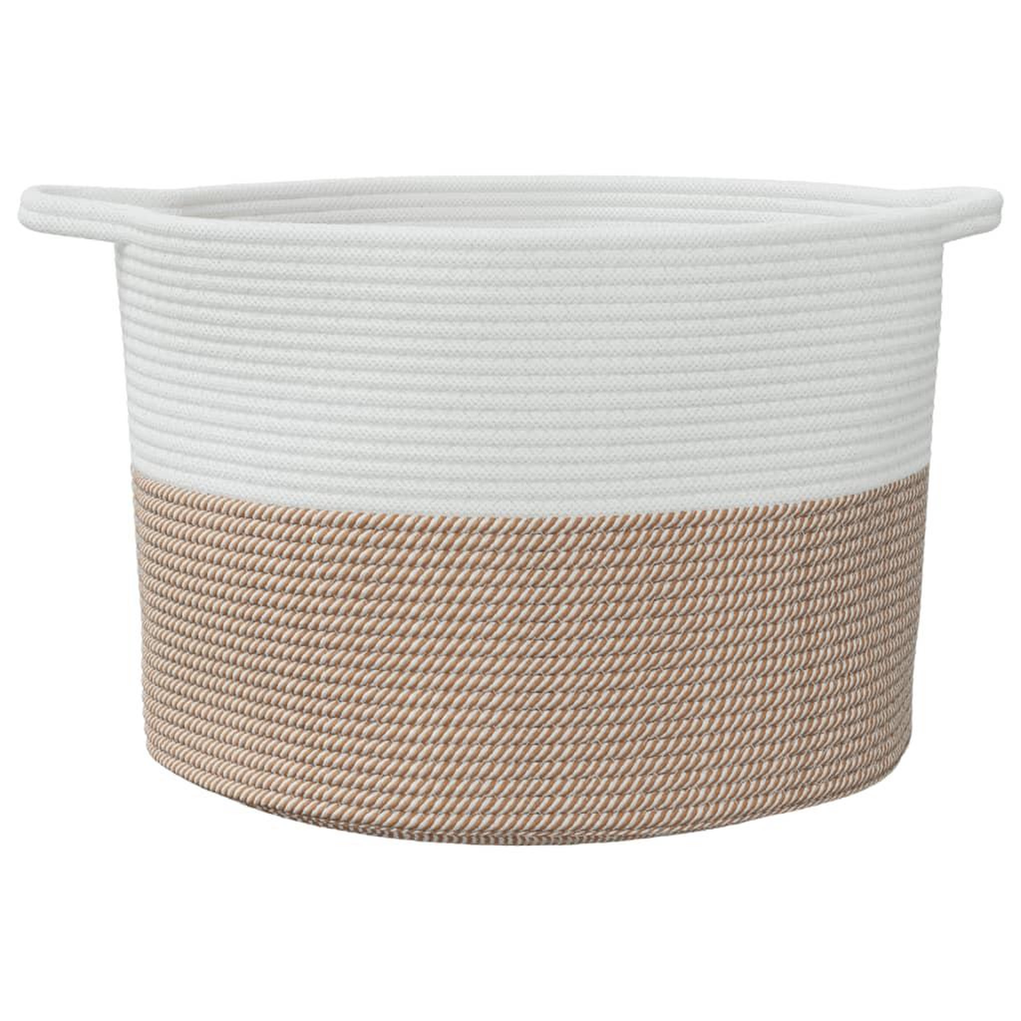 Voir la diapositive 4 : VIDAXL Panier a linge marron et blanc Ø55x36 cm coton