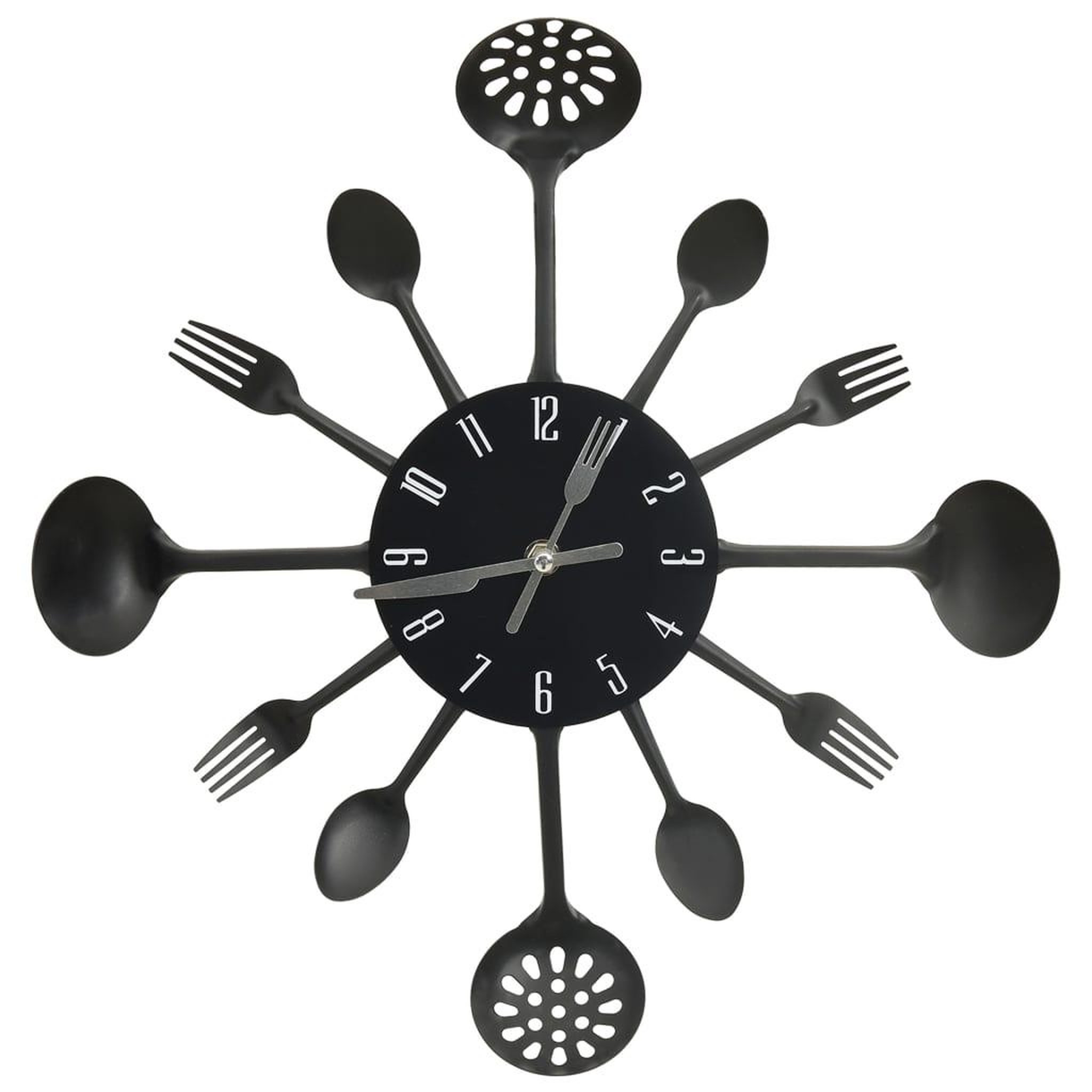 VIDAXL Horloge murale et cuillere avec fourchette noir 40 cm aluminium