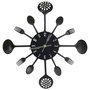 Voir la diapositive 1 : VIDAXL Horloge murale et cuillere avec fourchette Noir 40 cm Aluminium