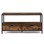 Voir la diapositive 3 : ID MARKET Meuble TV 113 cm DAYTON 2 tiroirs bois effet vieilli design industriel